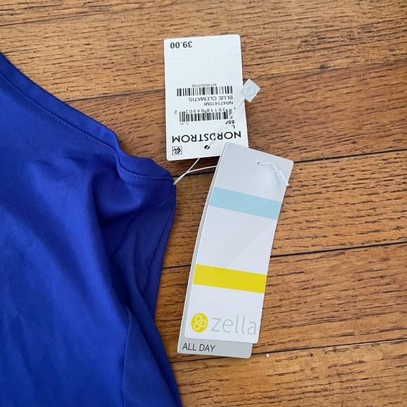 NWT ZELLA Blue Racerback Mesh Running Workout Yoga Top Sz L - Picture 4 of 8
